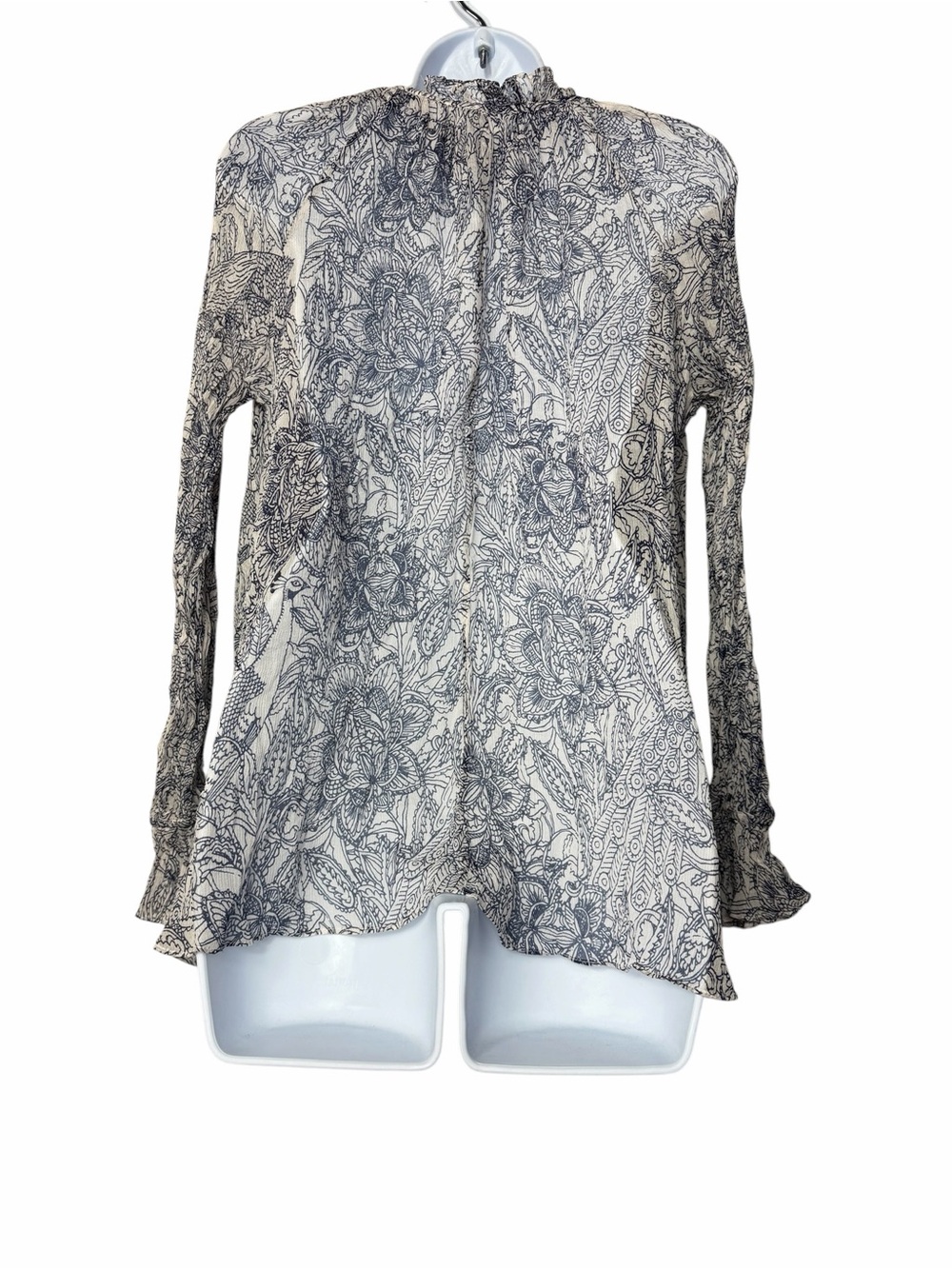 Boden Icons Wilsford Top Blouse 100% Silk Flowy Sheer Size Medium Floral Ruffle - Picture 6 of 11